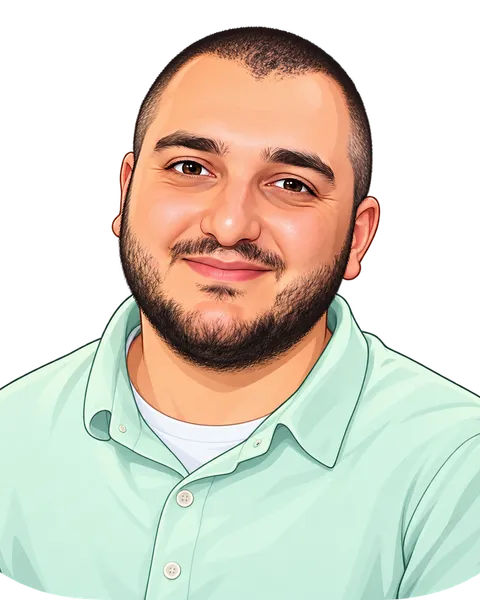 Illustrated portrait of Bedros, co-founder of Digital Wedding Invite